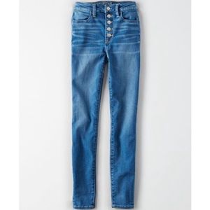 SOLD AE NEXT LEVEL SUPER HIGH-WAISTED JEGGING button fly sz 8 long COLOR BRIGHT